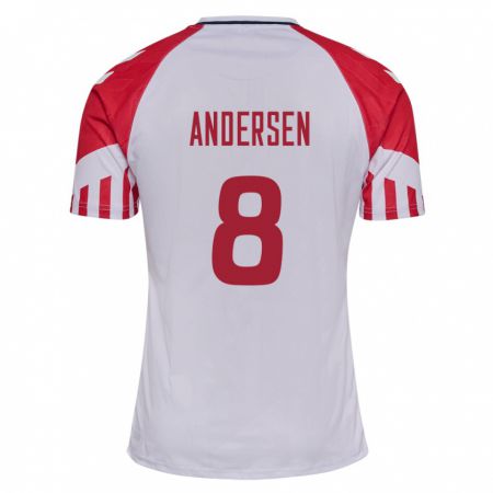 Kandiny Kinder Dänische Silas Andersen #8 Weiß Auswärtstrikot Trikot 24-26 T-Shirt
