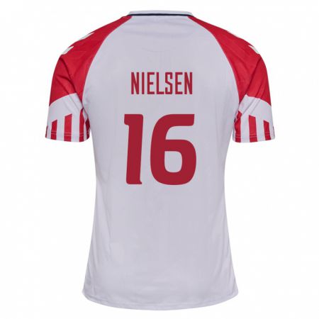 Kandiny Kinder Dänische Magnus Nielsen #16 Weiß Auswärtstrikot Trikot 24-26 T-Shirt