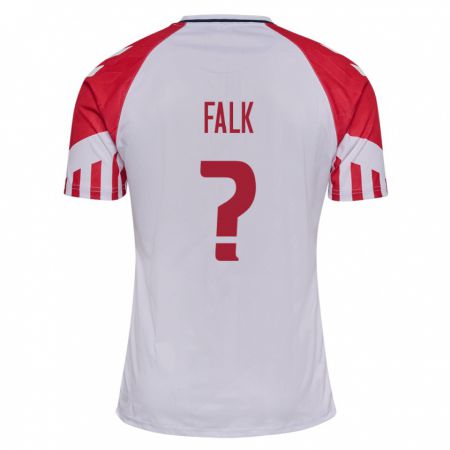 Kandiny Kinder Dänische Lukas Falk #0 Weiß Auswärtstrikot Trikot 24-26 T-Shirt
