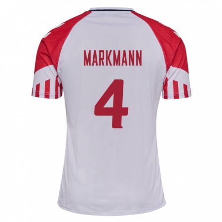 Kandiny Kinder Dänische Noah Markmann #4 Weiß Auswärtstrikot Trikot 24-26 T-Shirt