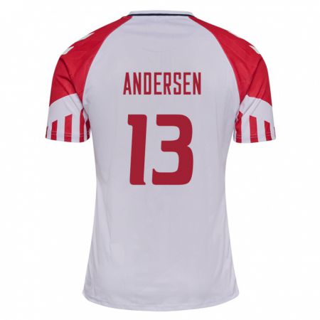 Kandiny Kinder Dänische Frej Andersen #13 Weiß Auswärtstrikot Trikot 24-26 T-Shirt