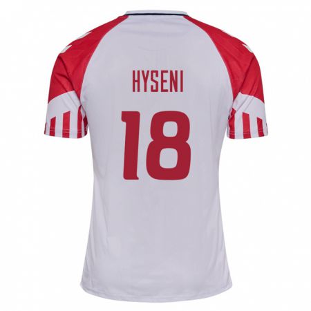 Kandiny Kinder Dänische Olti Hyseni #18 Weiß Auswärtstrikot Trikot 24-26 T-Shirt