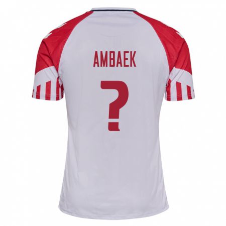 Kandiny Kinder Dänische Jacob Ambaek #0 Weiß Auswärtstrikot Trikot 24-26 T-Shirt