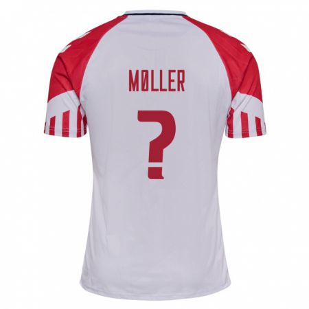 Kandiny Kinder Dänische William Møller #0 Weiß Auswärtstrikot Trikot 24-26 T-Shirt