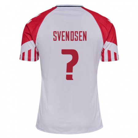 Kandiny Kinder Dänische Tjalfe Svendsen #0 Weiß Auswärtstrikot Trikot 24-26 T-Shirt