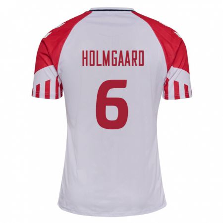 Kandiny Kinder Dänische Karen Holmgaard #6 Weiß Auswärtstrikot Trikot 24-26 T-Shirt