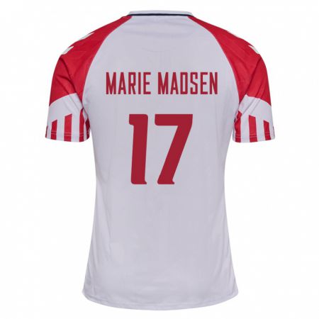 Kandiny Kinder Dänische Rikke Marie Madsen #17 Weiß Auswärtstrikot Trikot 24-26 T-Shirt