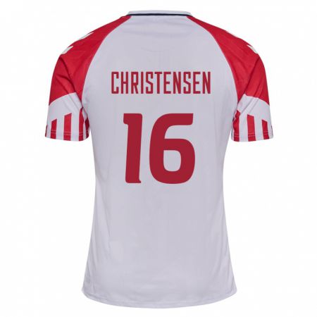 Kandiny Kinder Dänische Oliver Christensen #16 Weiß Auswärtstrikot Trikot 24-26 T-Shirt