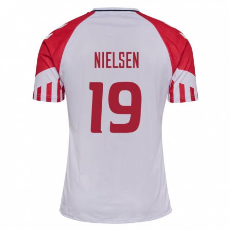 Kandiny Kinder Dänische Casper Nielsen #19 Weiß Auswärtstrikot Trikot 24-26 T-Shirt