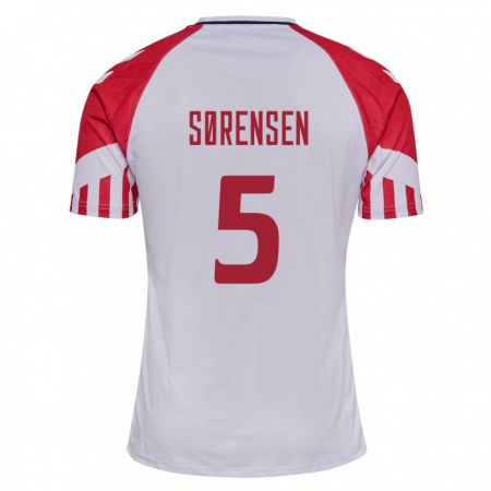 Kandiny Kinder Dänische Simone Boye Sorensen #5 Weiß Auswärtstrikot Trikot 24-26 T-Shirt