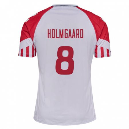 Kandiny Kinder Dänische Sara Holmgaard #8 Weiß Auswärtstrikot Trikot 24-26 T-Shirt
