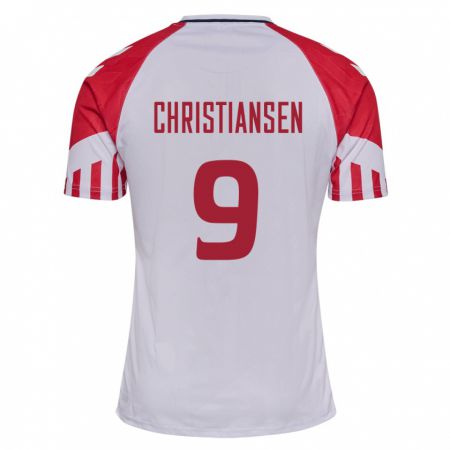 Kandiny Kinder Dänische Nanna Christiansen #9 Weiß Auswärtstrikot Trikot 24-26 T-Shirt