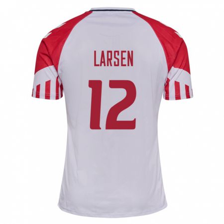 Kandiny Kinder Dänische Stine Larsen #12 Weiß Auswärtstrikot Trikot 24-26 T-Shirt
