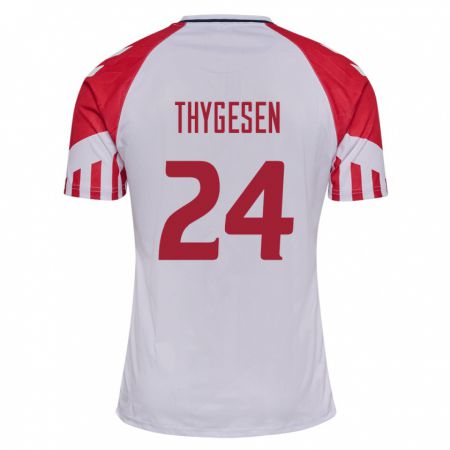 Kandiny Kinder Dänische Sarah Thygesen #24 Weiß Auswärtstrikot Trikot 24-26 T-Shirt