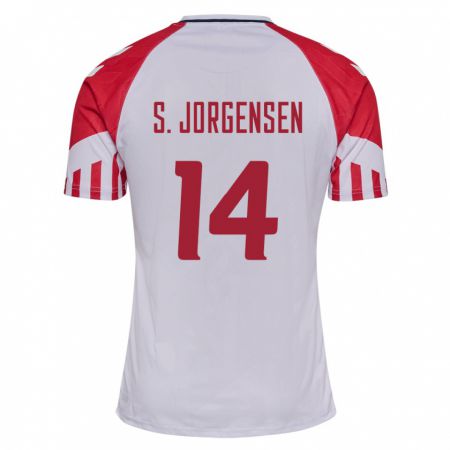 Kandiny Kinder Dänische Sebastian Jorgensen #14 Weiß Auswärtstrikot Trikot 24-26 T-Shirt