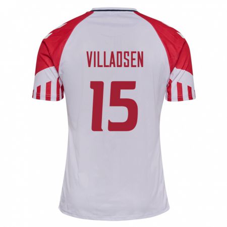 Kandiny Kinder Dänische Oliver Villadsen #15 Weiß Auswärtstrikot Trikot 24-26 T-Shirt