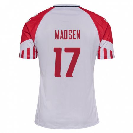 Kandiny Kinder Dänische Nicolas Madsen #17 Weiß Auswärtstrikot Trikot 24-26 T-Shirt