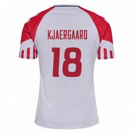 Kandiny Kinder Dänische Maurits Kjaergaard #18 Weiß Auswärtstrikot Trikot 24-26 T-Shirt