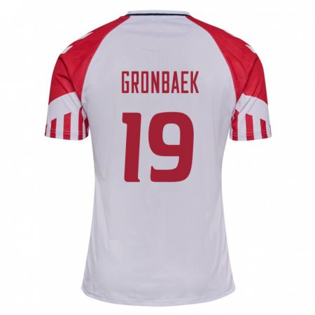 Kandiny Kinder Dänische Albert Gronbaek #19 Weiß Auswärtstrikot Trikot 24-26 T-Shirt