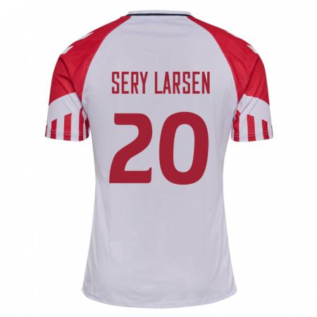 Kandiny Kinder Dänische Japhet Sery Larsen #20 Weiß Auswärtstrikot Trikot 24-26 T-Shirt