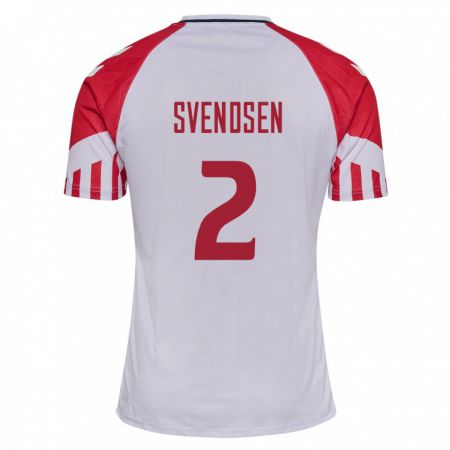 Kandiny Kinder Dänische Oliver Svendsen #2 Weiß Auswärtstrikot Trikot 24-26 T-Shirt
