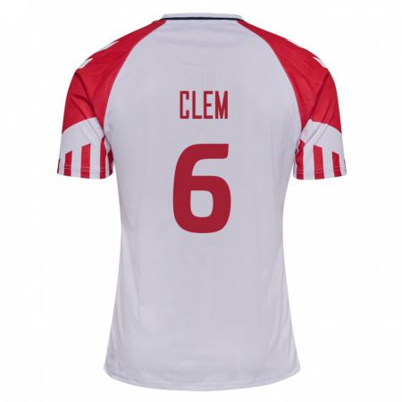 Kandiny Kinder Dänische William Clem #6 Weiß Auswärtstrikot Trikot 24-26 T-Shirt