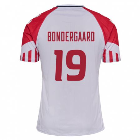Kandiny Kinder Dänische Asbjorn Bondergaard #19 Weiß Auswärtstrikot Trikot 24-26 T-Shirt