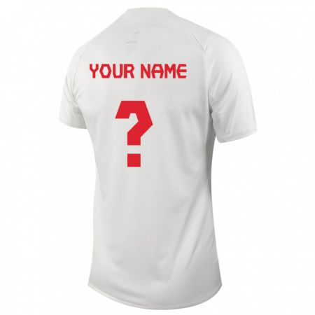 Kandiny Kinder Kanadische Ihren Namen #0 Weiß Auswärtstrikot Trikot 24-26 T-Shirt