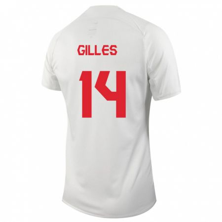 Kandiny Kinder Kanadische Vanessa Gilles #14 Weiß Auswärtstrikot Trikot 24-26 T-Shirt