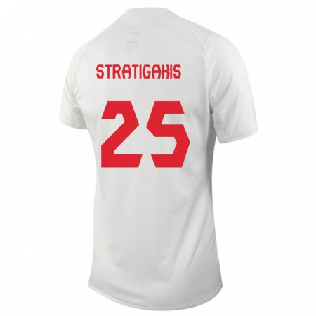 Kandiny Kinder Kanadische Sarah Stratigakis #25 Weiß Auswärtstrikot Trikot 24-26 T-Shirt