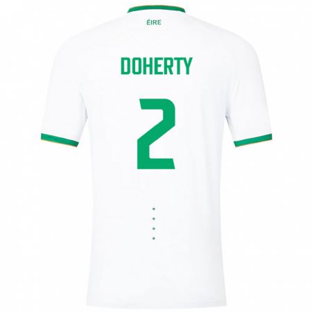 Kandiny Kinder Irische Matt Doherty #2 Weiß Auswärtstrikot Trikot 24-26 T-Shirt