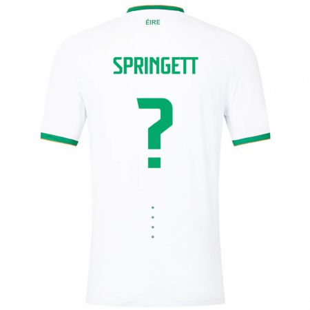Kandiny Kinder Irische Tony Springett #0 Weiß Auswärtstrikot Trikot 24-26 T-Shirt