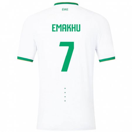 Kandiny Kinder Irische Aidomo Emakhu #7 Weiß Auswärtstrikot Trikot 24-26 T-Shirt