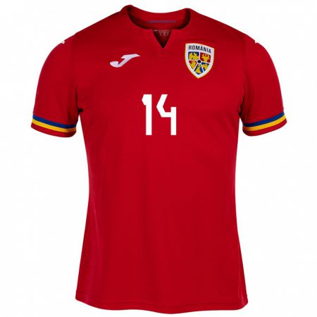 Kandiny Kinder Rumänische Mario Tudose #14 Rot Auswärtstrikot Trikot 24-26 T-Shirt