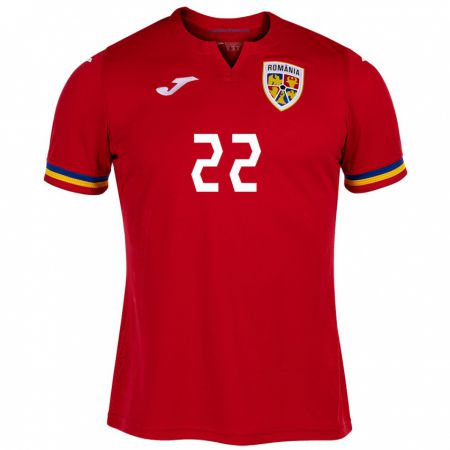 Kandiny Kinder Rumänische Vasile Mogoș #22 Rot Auswärtstrikot Trikot 24-26 T-Shirt