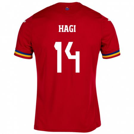 Kandiny Kinder Rumänische Ianis Hagi #14 Rot Auswärtstrikot Trikot 24-26 T-Shirt