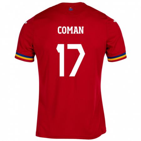 Kandiny Kinder Rumänische Florinel Coman #17 Rot Auswärtstrikot Trikot 24-26 T-Shirt
