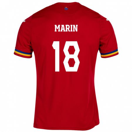 Kandiny Kinder Rumänische Răzvan Marin #18 Rot Auswärtstrikot Trikot 24-26 T-Shirt
