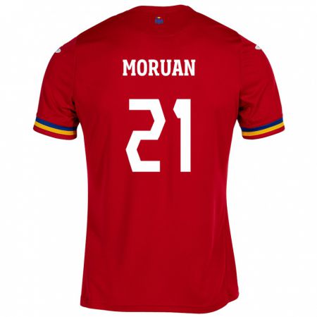 Kandiny Kinder Rumänische Olimpiu Moruţan #21 Rot Auswärtstrikot Trikot 24-26 T-Shirt