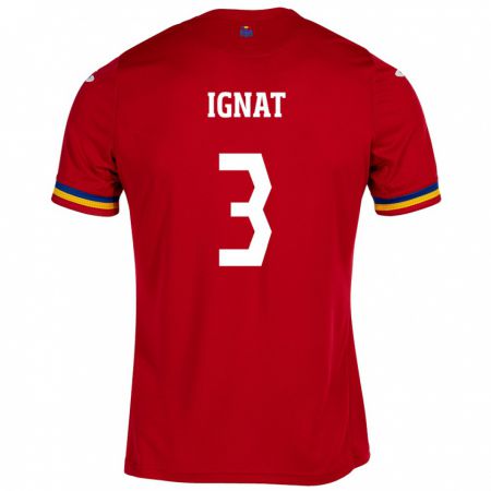 Kandiny Kinder Rumänische Cristian Ignat #3 Rot Auswärtstrikot Trikot 24-26 T-Shirt