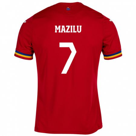 Kandiny Kinder Rumänische Adrian Mazilu #7 Rot Auswärtstrikot Trikot 24-26 T-Shirt