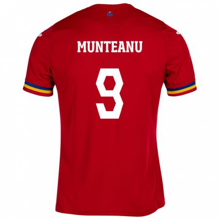 Kandiny Kinder Rumänische Louis Munteanu #9 Rot Auswärtstrikot Trikot 24-26 T-Shirt
