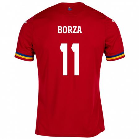 Kandiny Kinder Rumänische Andrei Borza #11 Rot Auswärtstrikot Trikot 24-26 T-Shirt