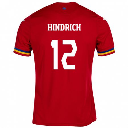Kandiny Kinder Rumänische Otto Hindrich #12 Rot Auswärtstrikot Trikot 24-26 T-Shirt