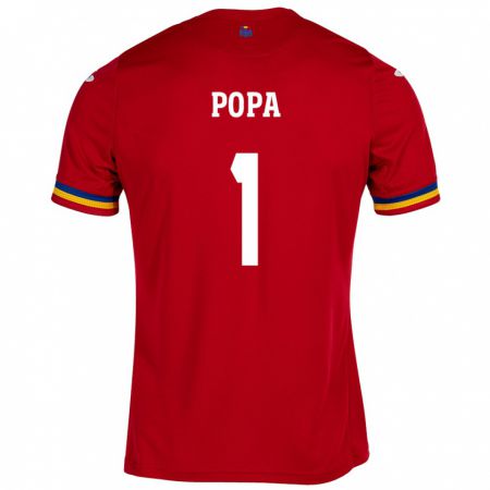 Kandiny Kinder Rumänische Robert Popa #1 Rot Auswärtstrikot Trikot 24-26 T-Shirt