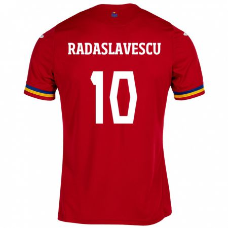 Kandiny Kinder Rumänische Eduard Radaslavescu #10 Rot Auswärtstrikot Trikot 24-26 T-Shirt