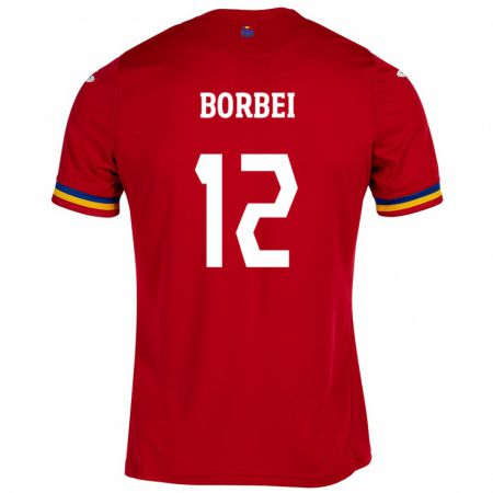 Kandiny Kinder Rumänische Alexandru Borbei #12 Rot Auswärtstrikot Trikot 24-26 T-Shirt