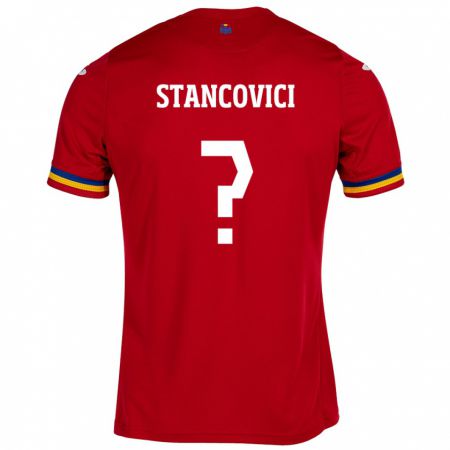 Kandiny Kinder Rumänische Victor Stancovici #0 Rot Auswärtstrikot Trikot 24-26 T-Shirt