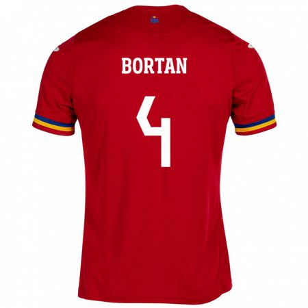 Kandiny Kinder Rumänische Ioana Bortan #4 Rot Auswärtstrikot Trikot 24-26 T-Shirt