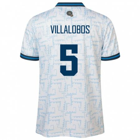Kandiny Kinder El Salvador Kristian Villalobos #5 Weiß Auswärtstrikot Trikot 24-26 T-Shirt